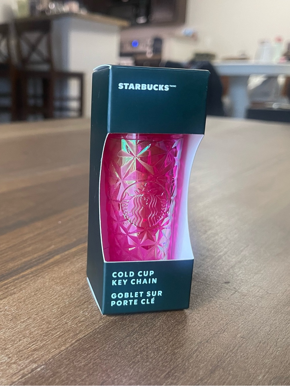 Starbucks Cold Cup Keychain Prism Iridescent Ruby Pink